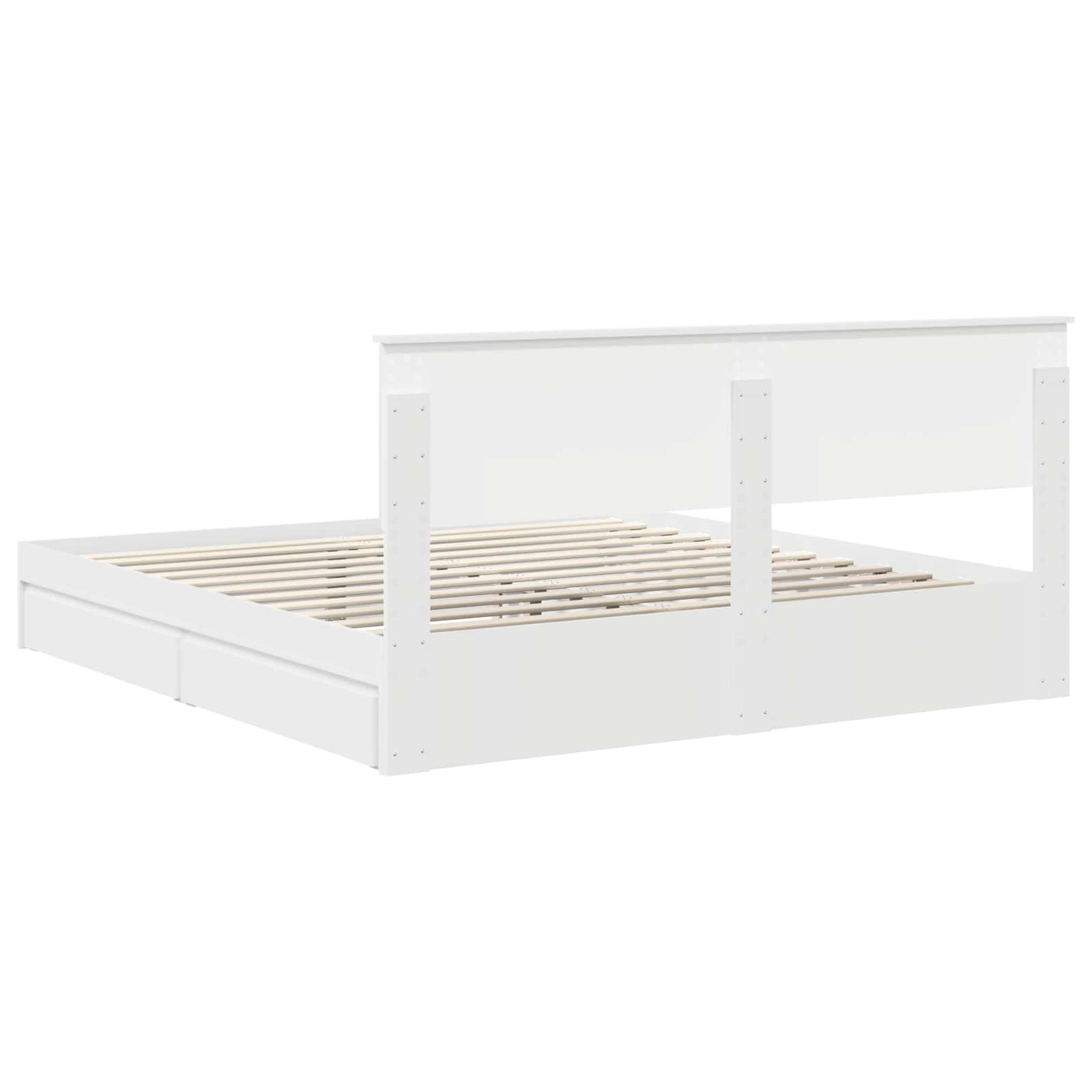 Förvaringssäng med huvudgavel Vit 180 x 200 cm Konstruerat trä