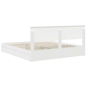 Förvaringssäng med huvudgavel Vit 180 x 200 cm Konstruerat trä