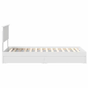 Förvaringssäng med huvudgavel Vit 90 x 200 cm Konstruerat trä