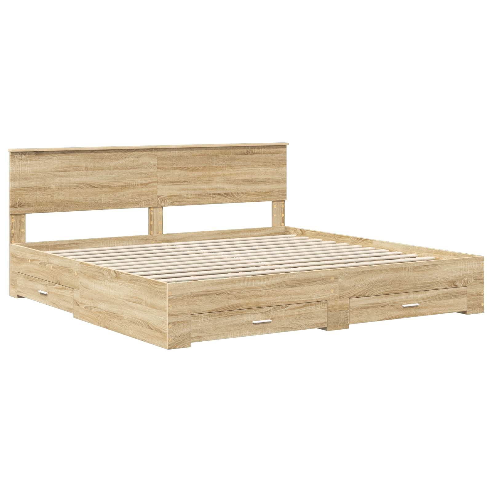 Sängram med huvudgavel Sonoma-ek 200 x 200 cm Konstruerat trä