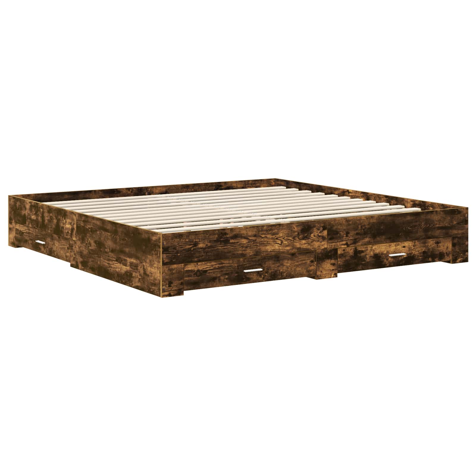 Sängram med huvudgavel Rökt ek 200 x 200 cm Konstruerat trä