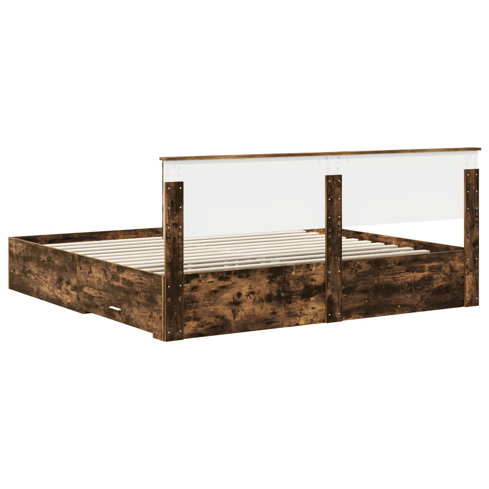 Sängram med huvudgavel Rökt ek 200 x 200 cm Konstruerat trä