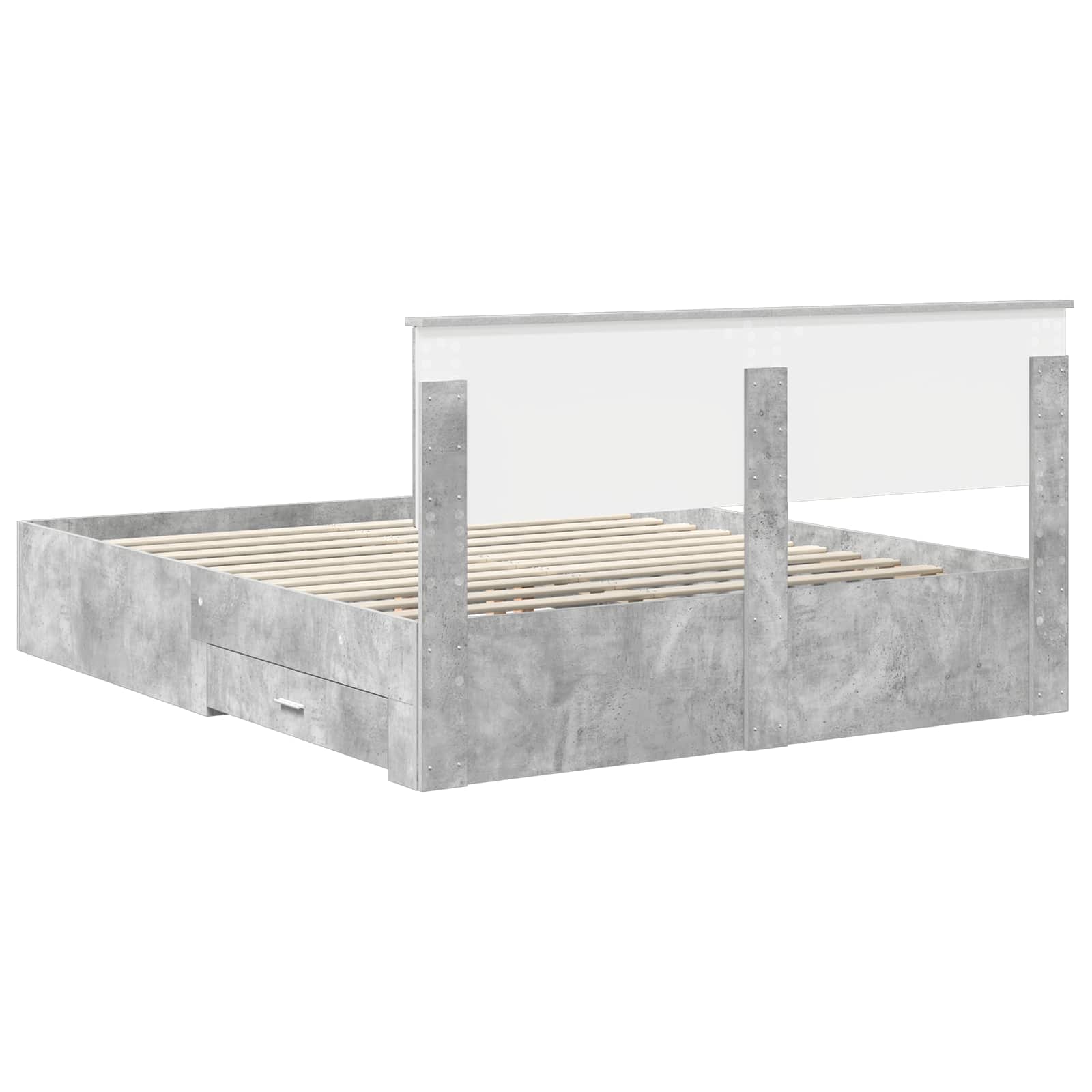 Sängram med huvudgavel Betonggrå 160 x 200 cm Konstruerat trä