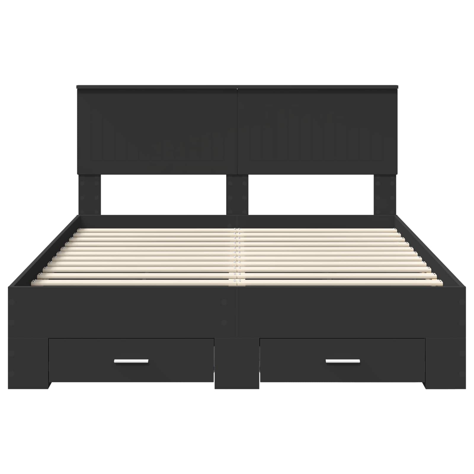 Sängram med huvudgavel Svart 135 x 190 cm Konstruerat trä