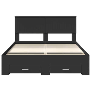 Sängram med huvudgavel Svart 135 x 190 cm Konstruerat trä