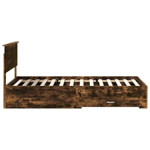 Sängram med huvudgavel Rökt ek 100 x 200 cm Konstruerat trä