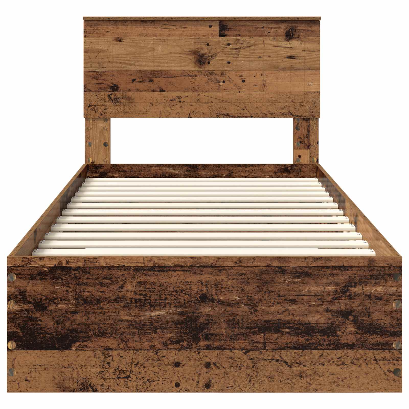 Sängram med huvudgavel Gammalt trä 90 x 190 cm Konstruerat trä