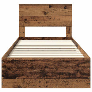 Sängram med huvudgavel Gammalt trä 90 x 190 cm Konstruerat trä