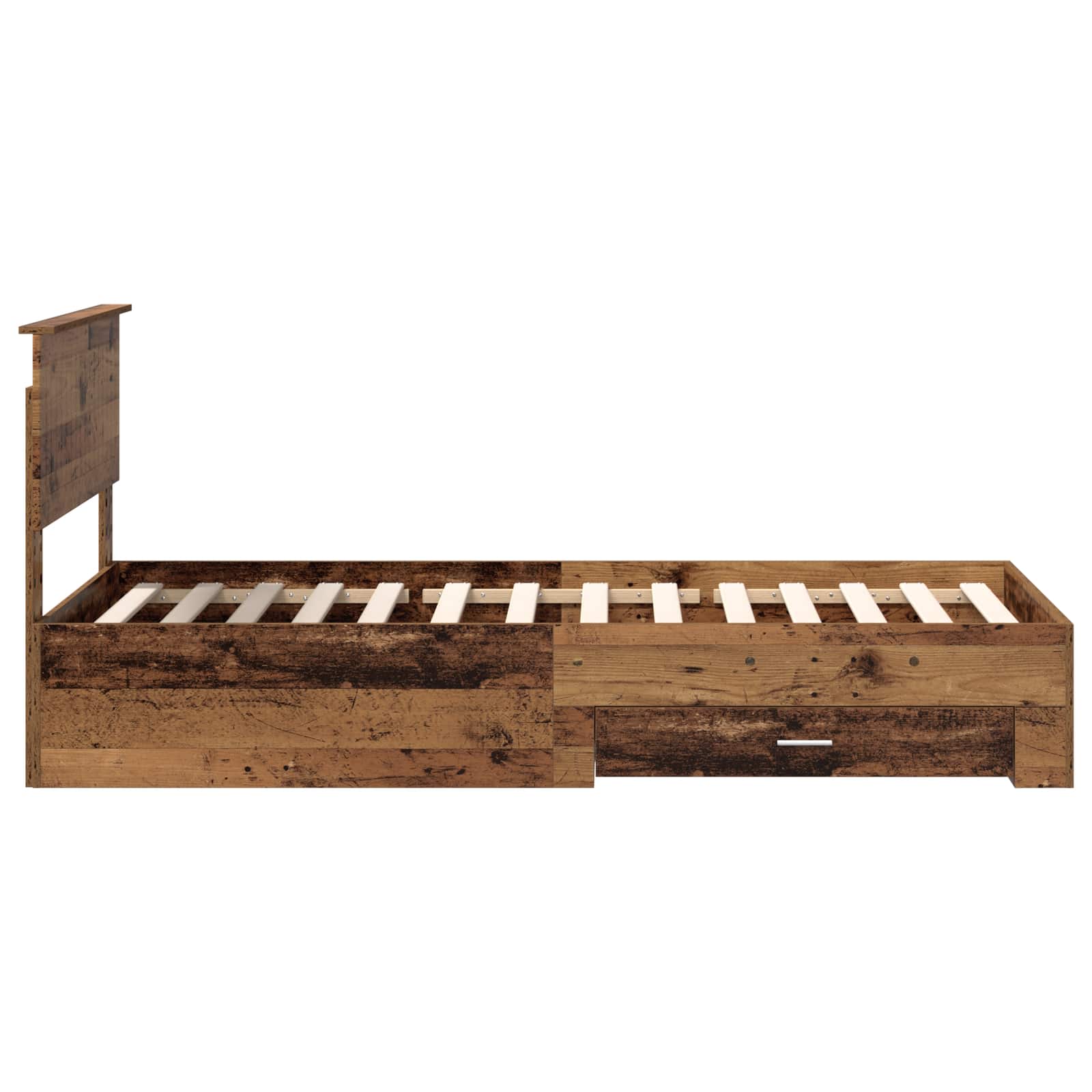 Sängram med huvudgavel Gammalt trä 90 x 190 cm Konstruerat trä