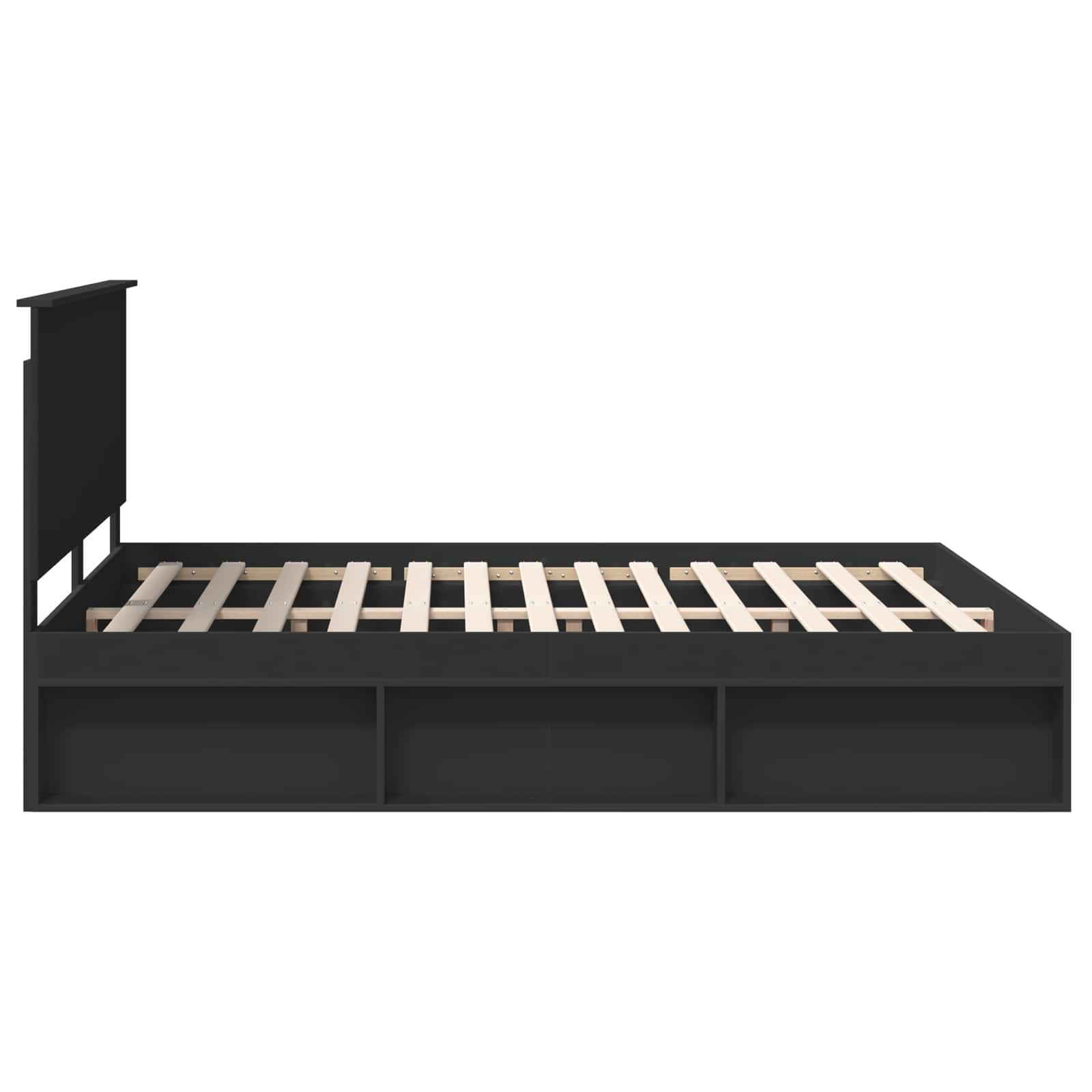 Sängram med huvudgavel Svart 160 x 200 cm Massiv furu