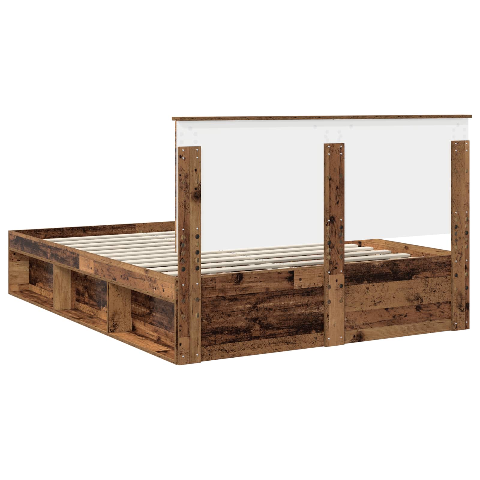 Sängram med huvudgavel Gammalt trä 150 x 200 cm Massiv furu