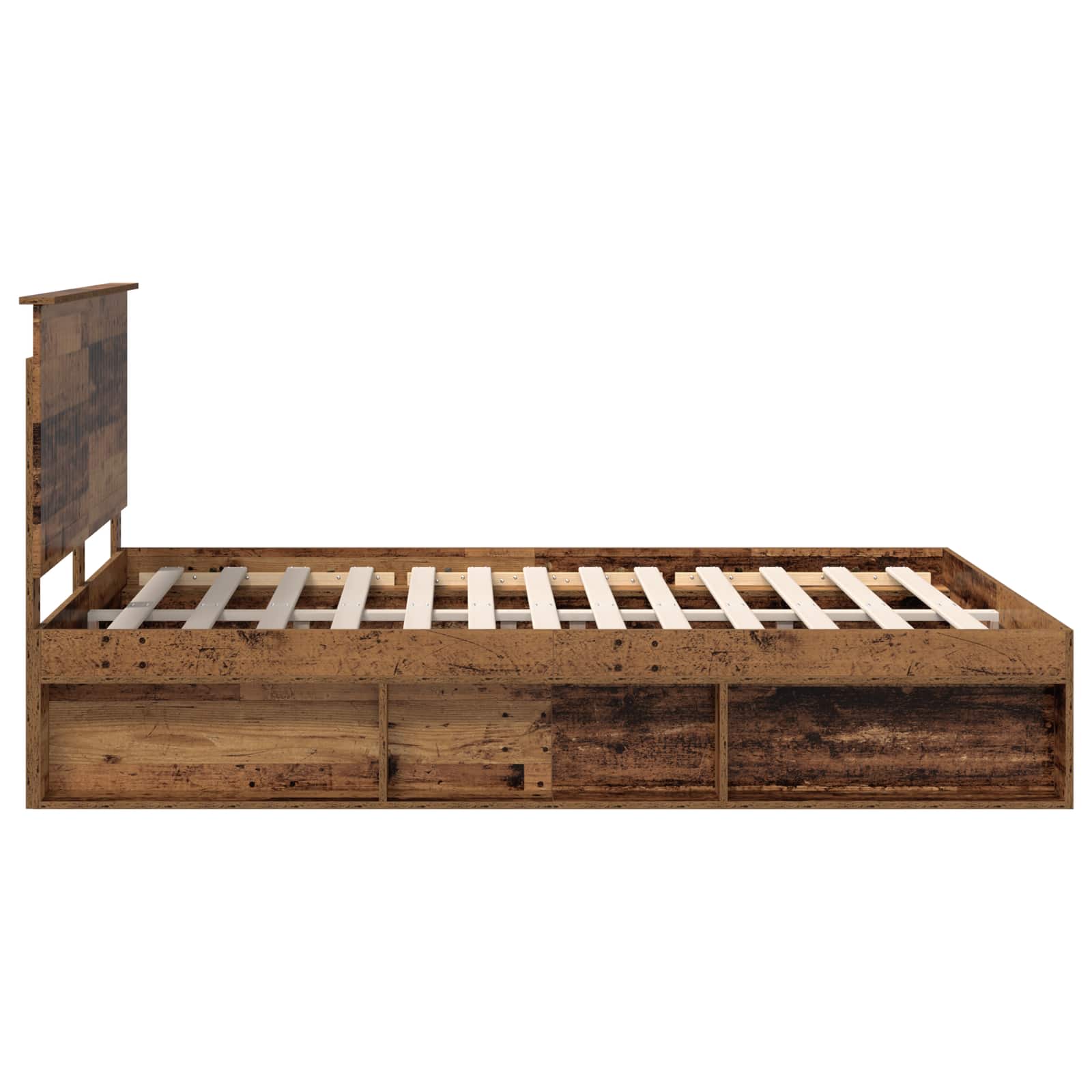 Sängram med huvudgavel Gammalt trä 150 x 200 cm Massiv furu