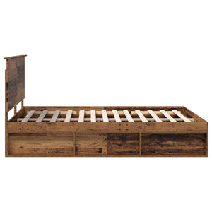 Sängram med huvudgavel Gammalt trä 150 x 200 cm Massiv furu