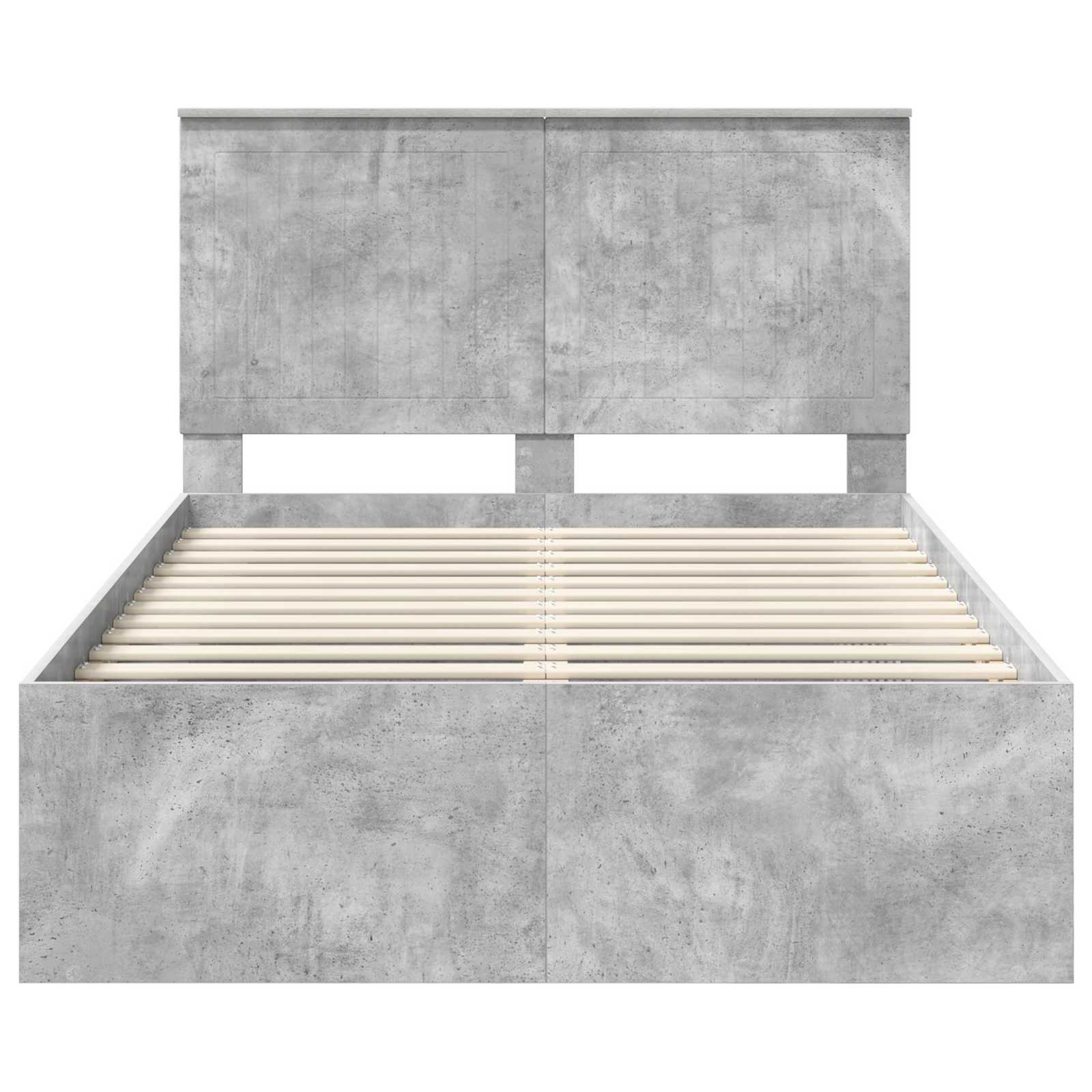 Sängram med huvudgavel Betong 120 x 200 cm Massiv furu