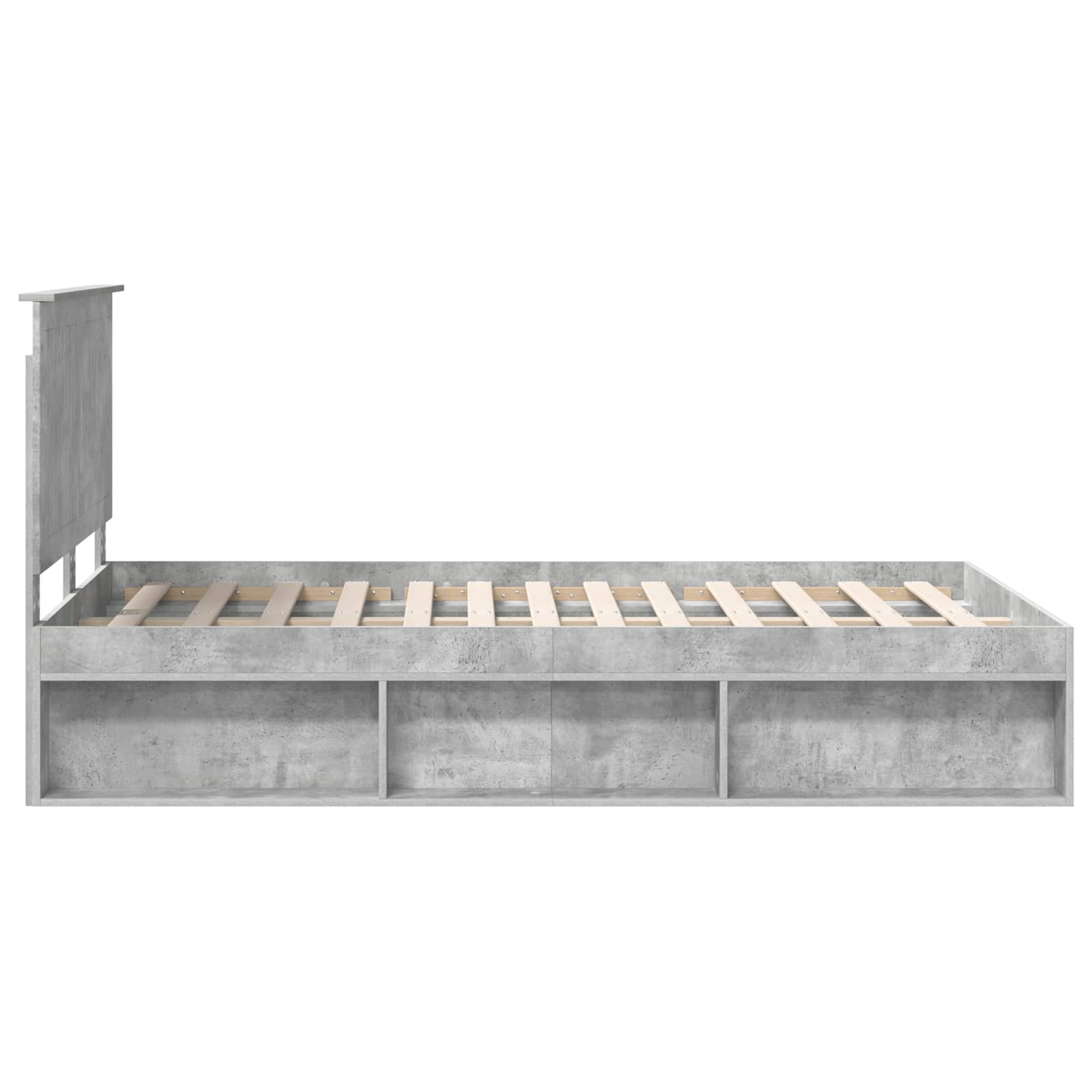 Sängram med huvudgavel Betong 120 x 200 cm Massiv furu