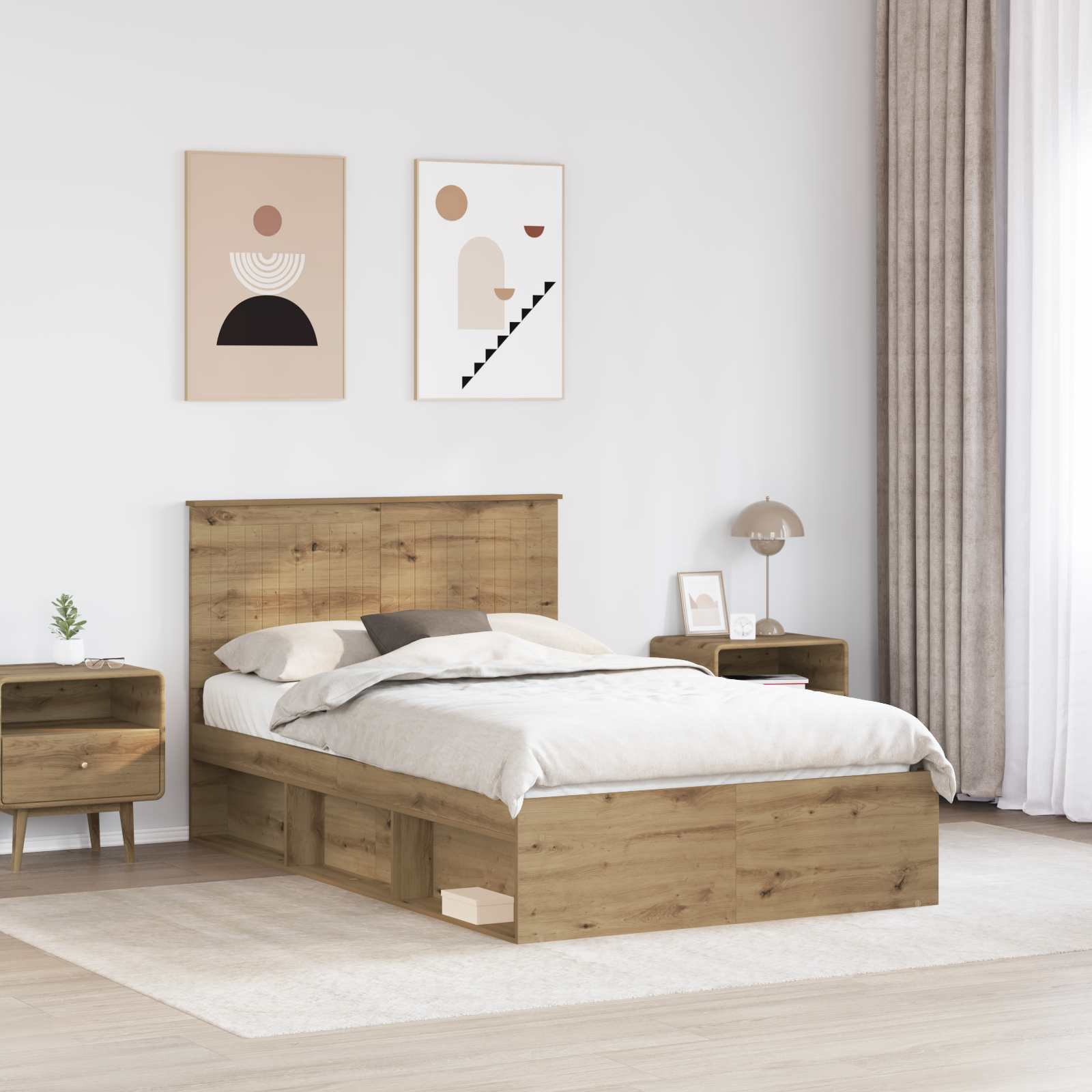 Sängram med huvudgavel Artisan Ek 120 x 190 cm Massiv furu