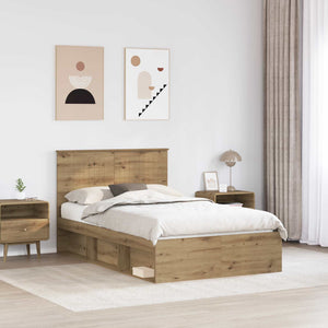 Sängram med huvudgavel Artisan Ek 120 x 190 cm Massiv furu