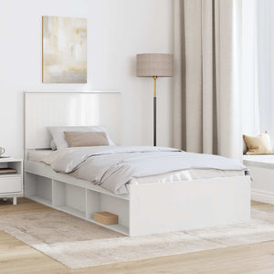 Sängram med huvudgavel Vit 100 x 200 cm Massiv furu