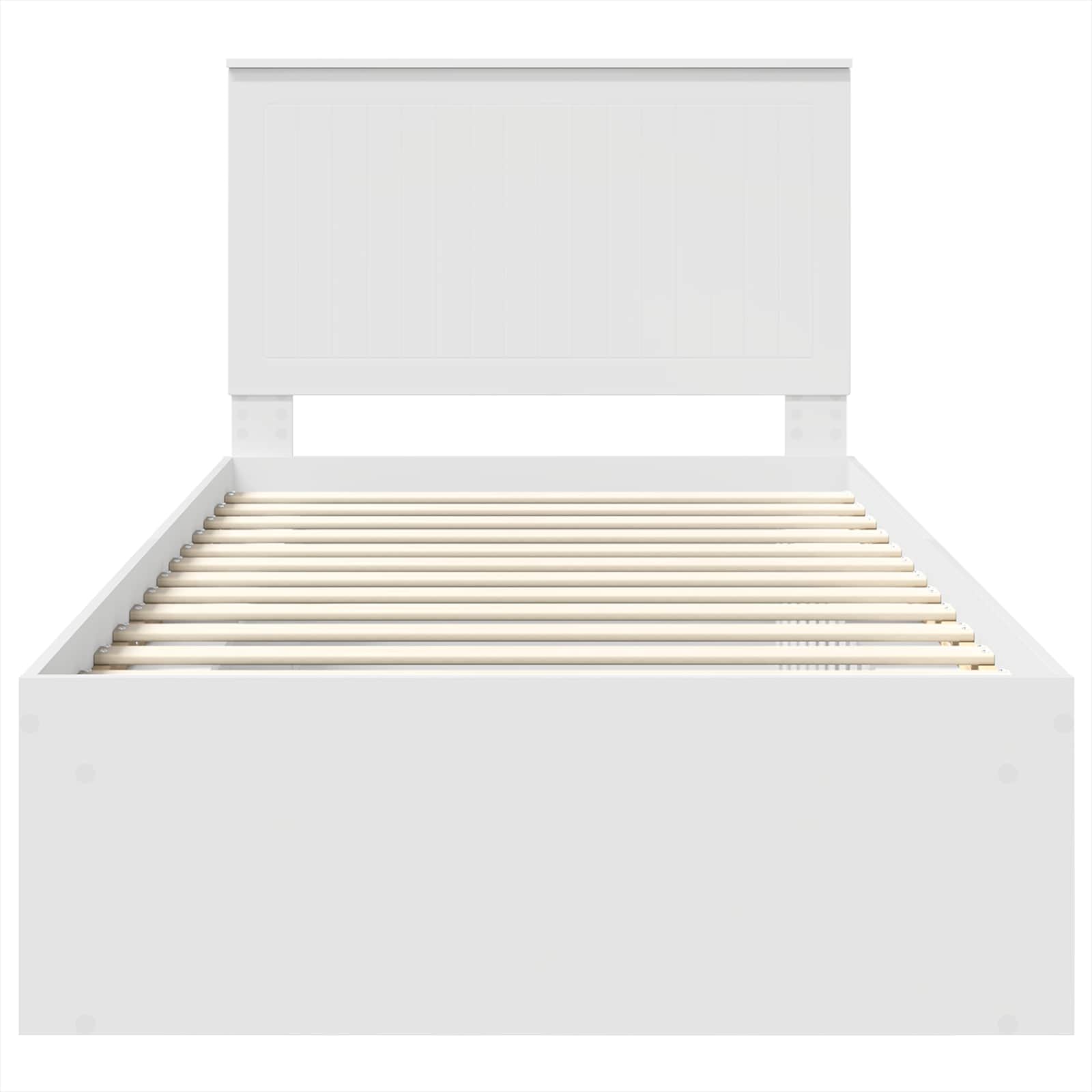 Sängram med huvudgavel Vit 100 x 200 cm Massiv furu