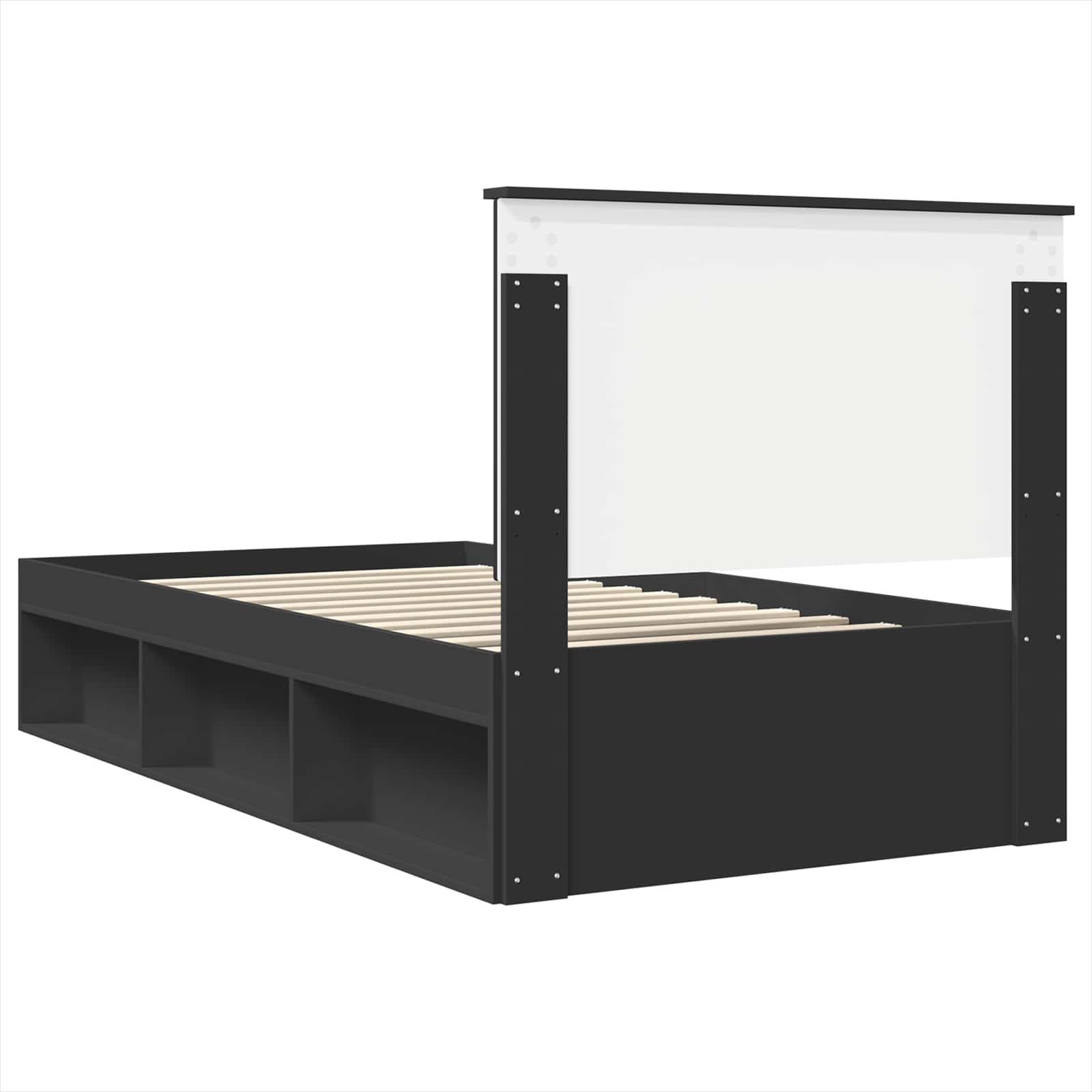 Sängram med huvudgavel Svart 100 x 200 cm Massiv furu