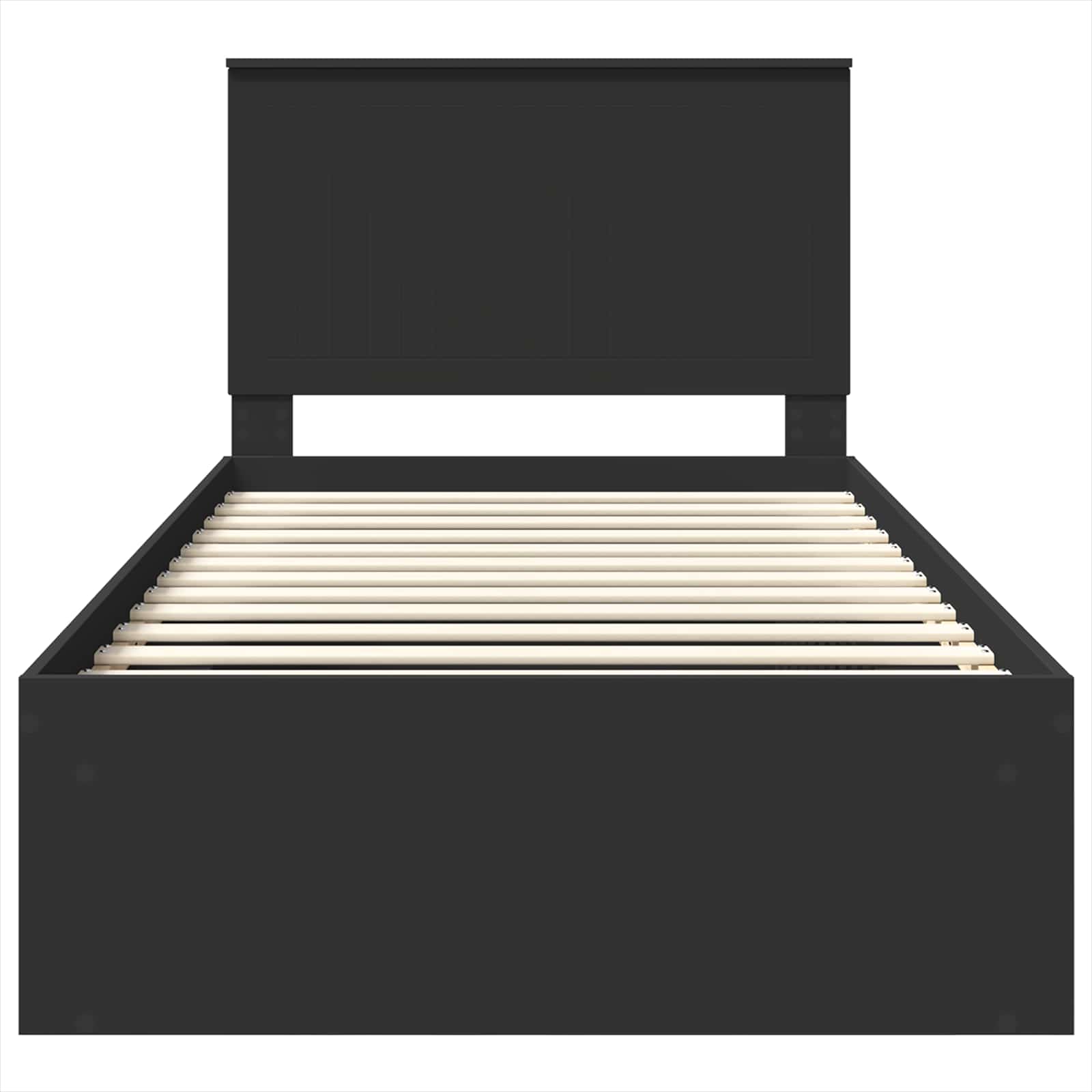 Sängram med huvudgavel Svart 100 x 200 cm Massiv furu