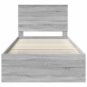 Sängram med huvudgavel Grå Sonoma 100 x 200 cm Massiv furu