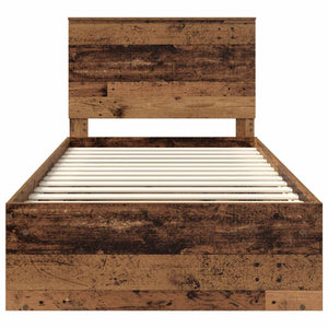 Sängram med huvudgavel Gammalt trä 100 x 200 cm Massiv furu