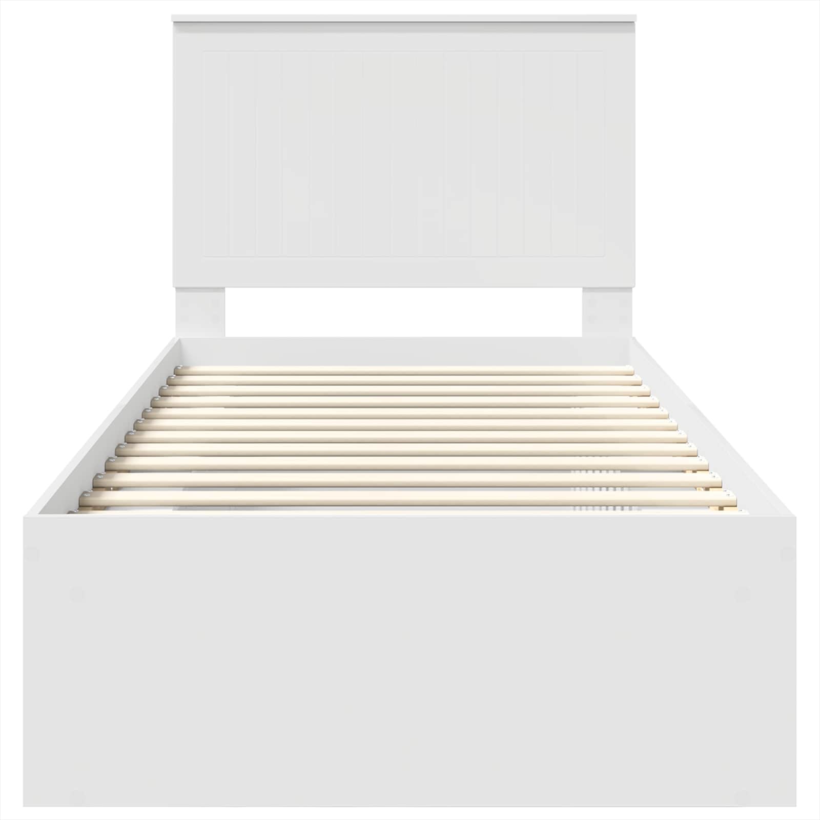 Sängram med huvudgavel Vit 90 x 200 cm Massiv furu