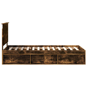 Sängram med huvudgavel Rökt ek 90 x 200 cm Massiv furu