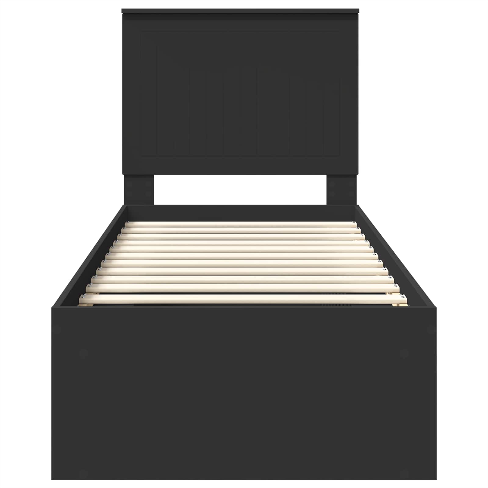 Sängram med huvudgavel Svart 75 x 190 cm Massiv furu