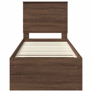 Sängram med huvudgavel Brun Ek 75 x 190 cm Massiv furu