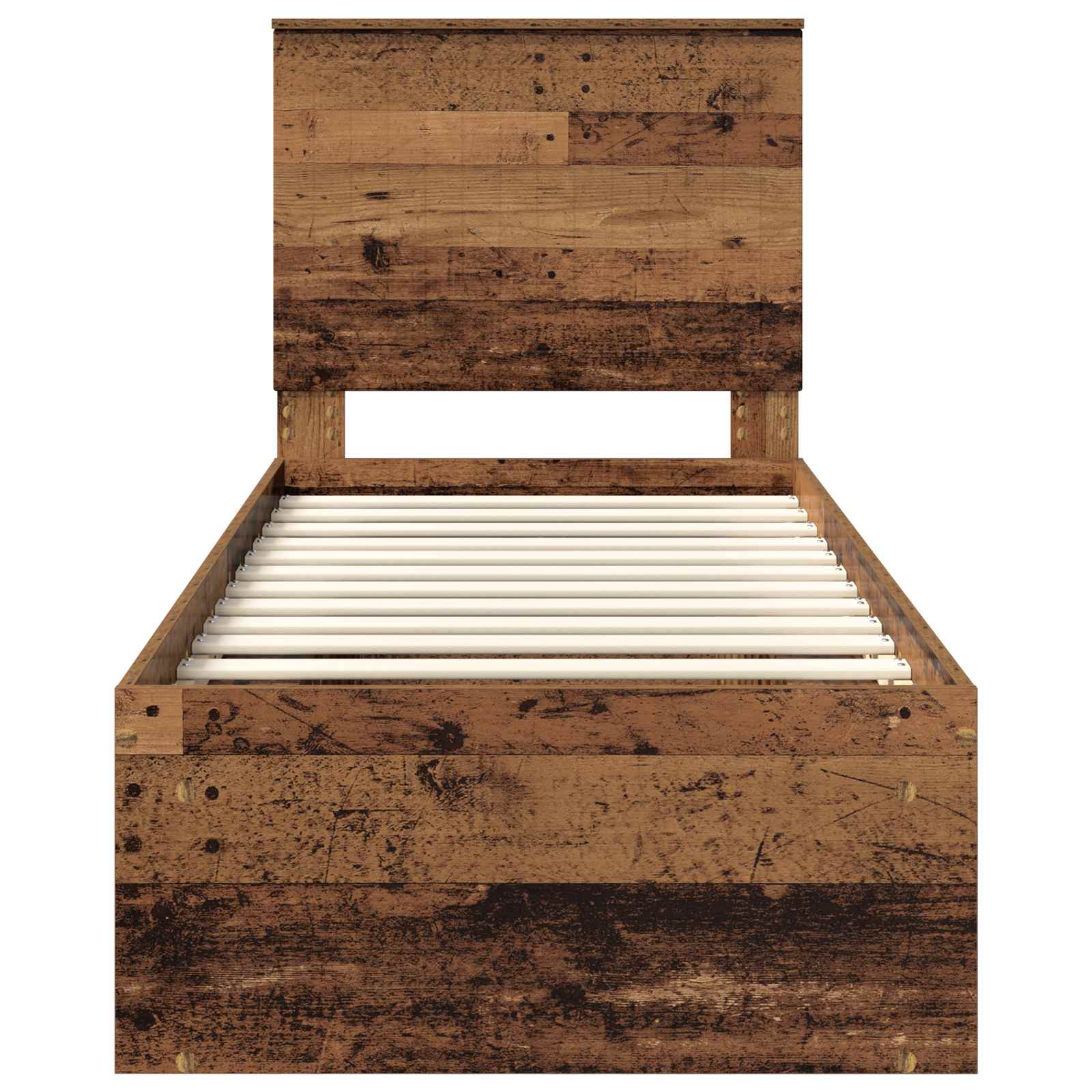 Sängram med huvudgavel Gammalt trä 75 x 190 cm Massiv furu