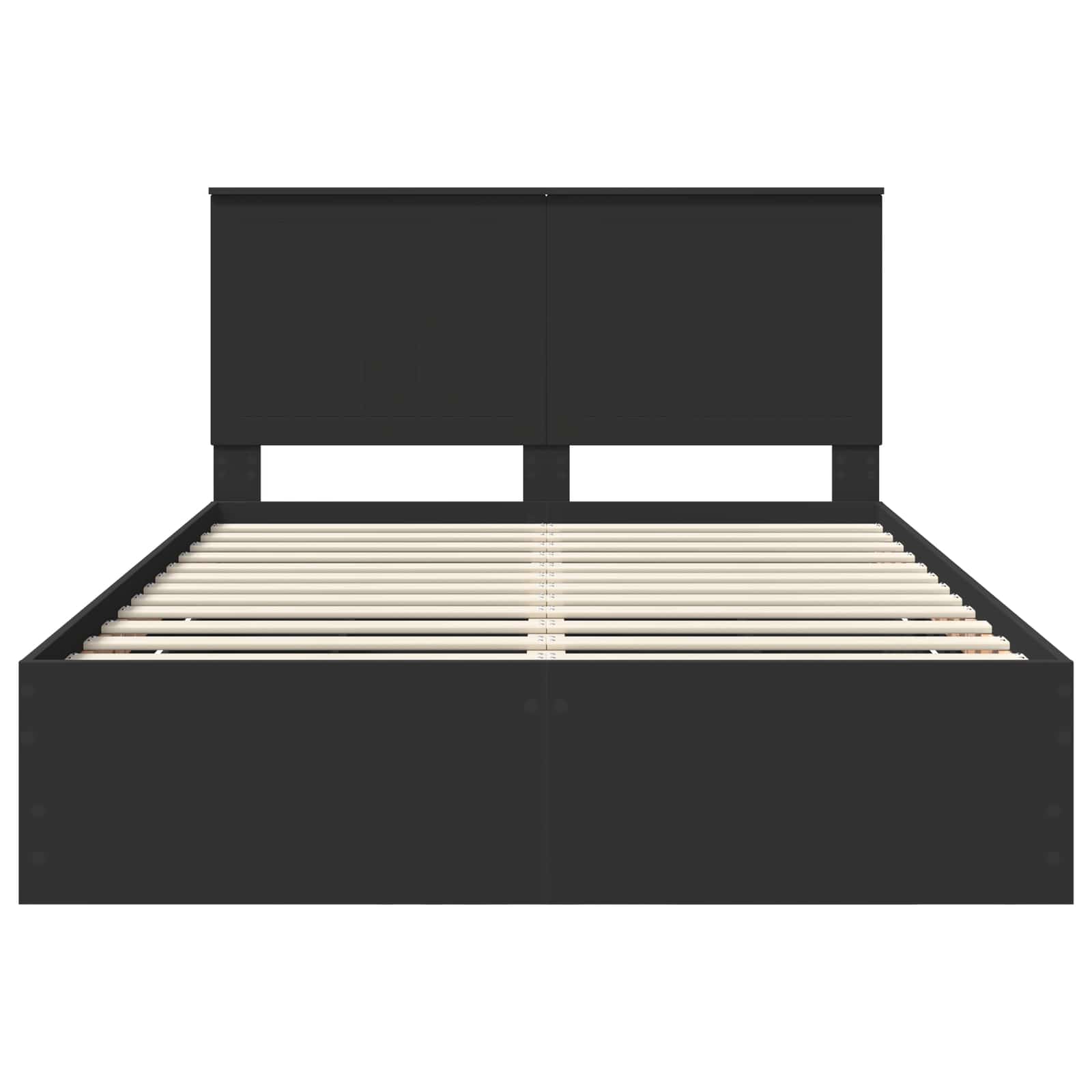 Sängram med låda med huvudgavel Svart 140 x 200 cm Ingenjörsträ