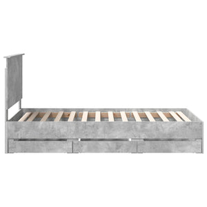 Sängram med låda Betonggrå 100 x 200 cm Ingenjörsträ
