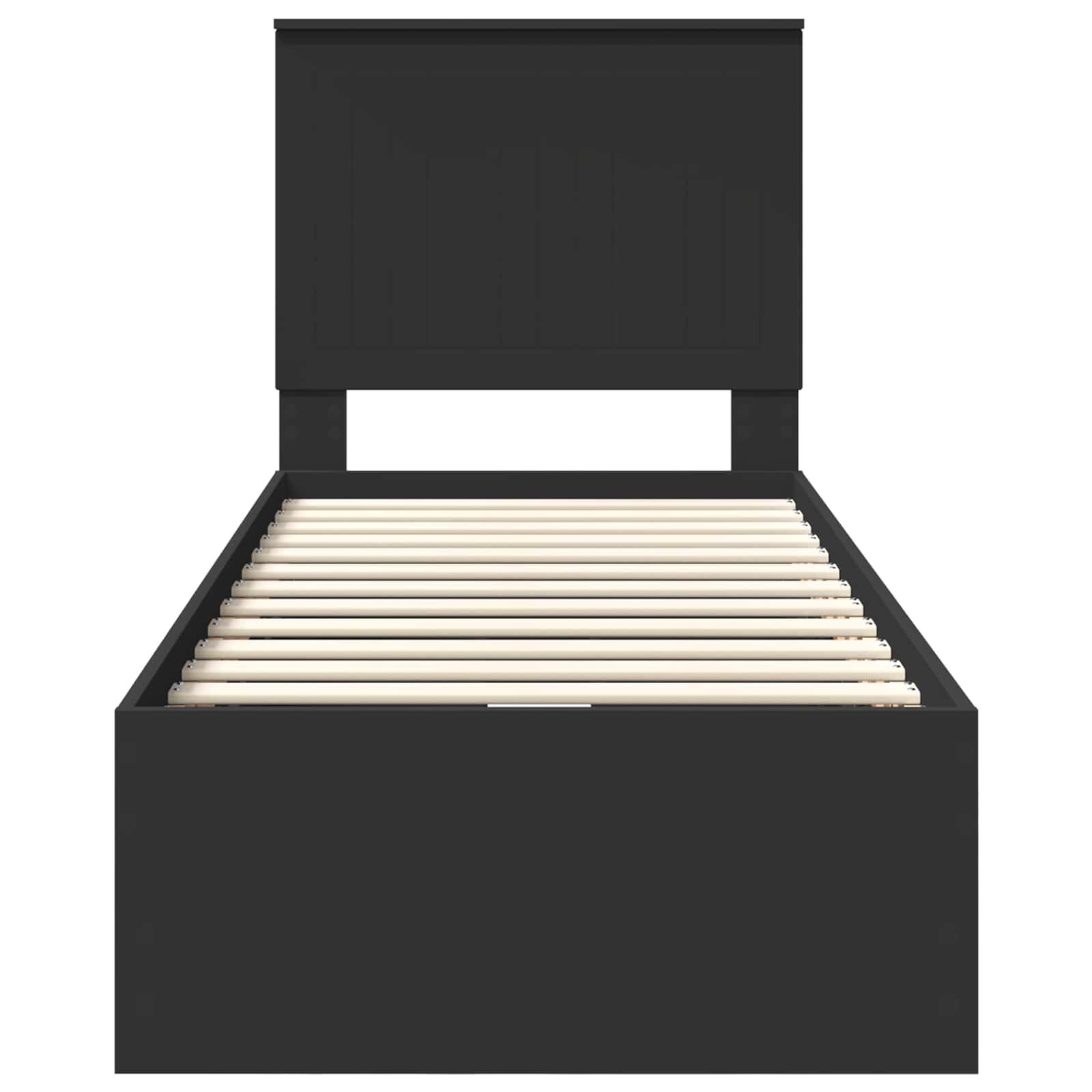 Sängram med låda med huvudgavel Svart 75 x 190 cm Ingenjörsträ