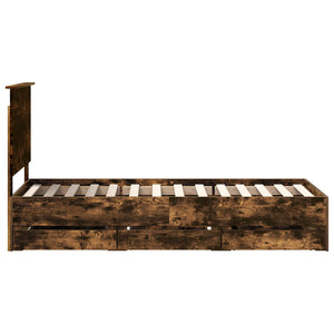 Sängram med låda med lagring Rökt ek 75 x 190 cm Ingenjörsträ