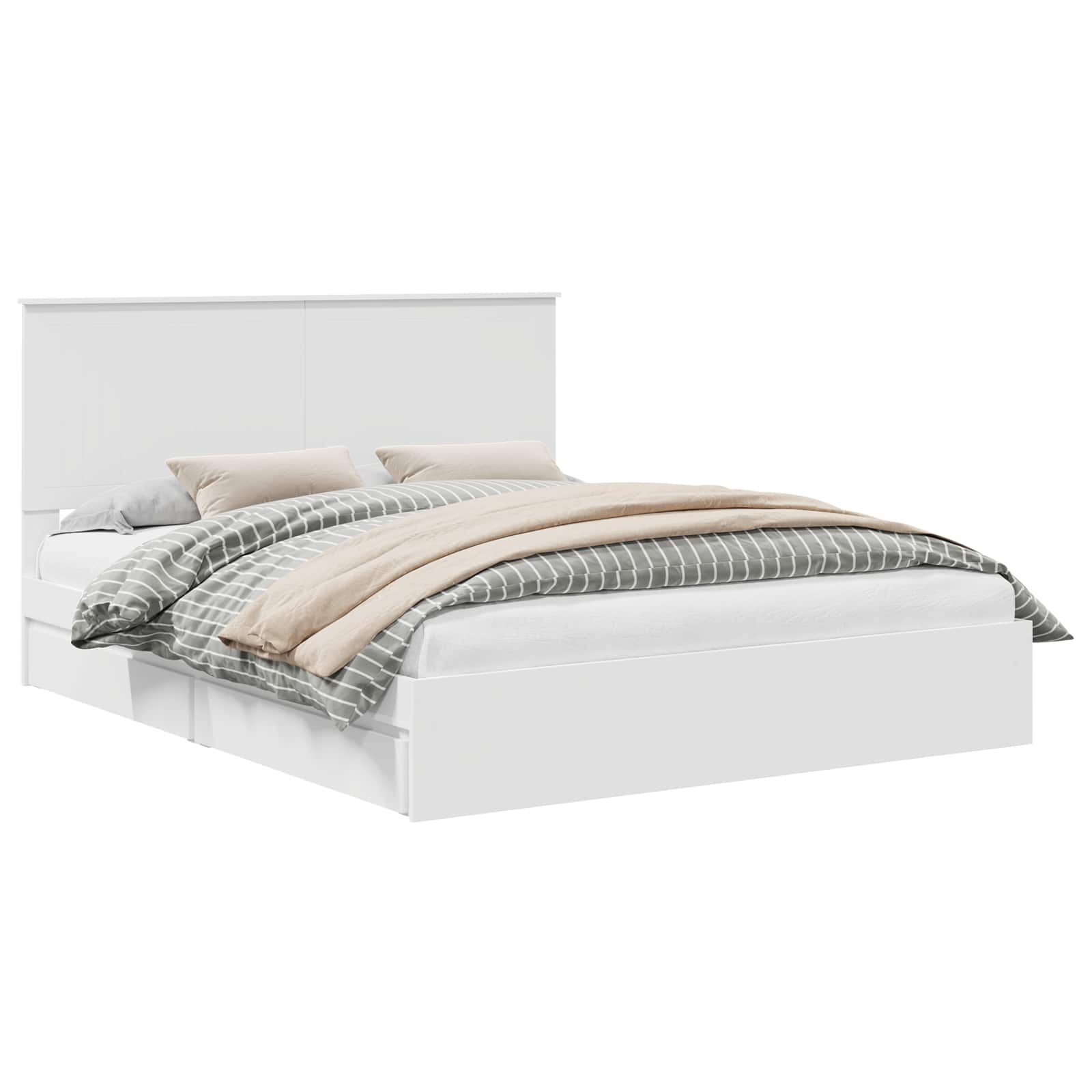 Förvaringssäng med huvudgavel Vit 160 x 200 cm Konstruerat trä