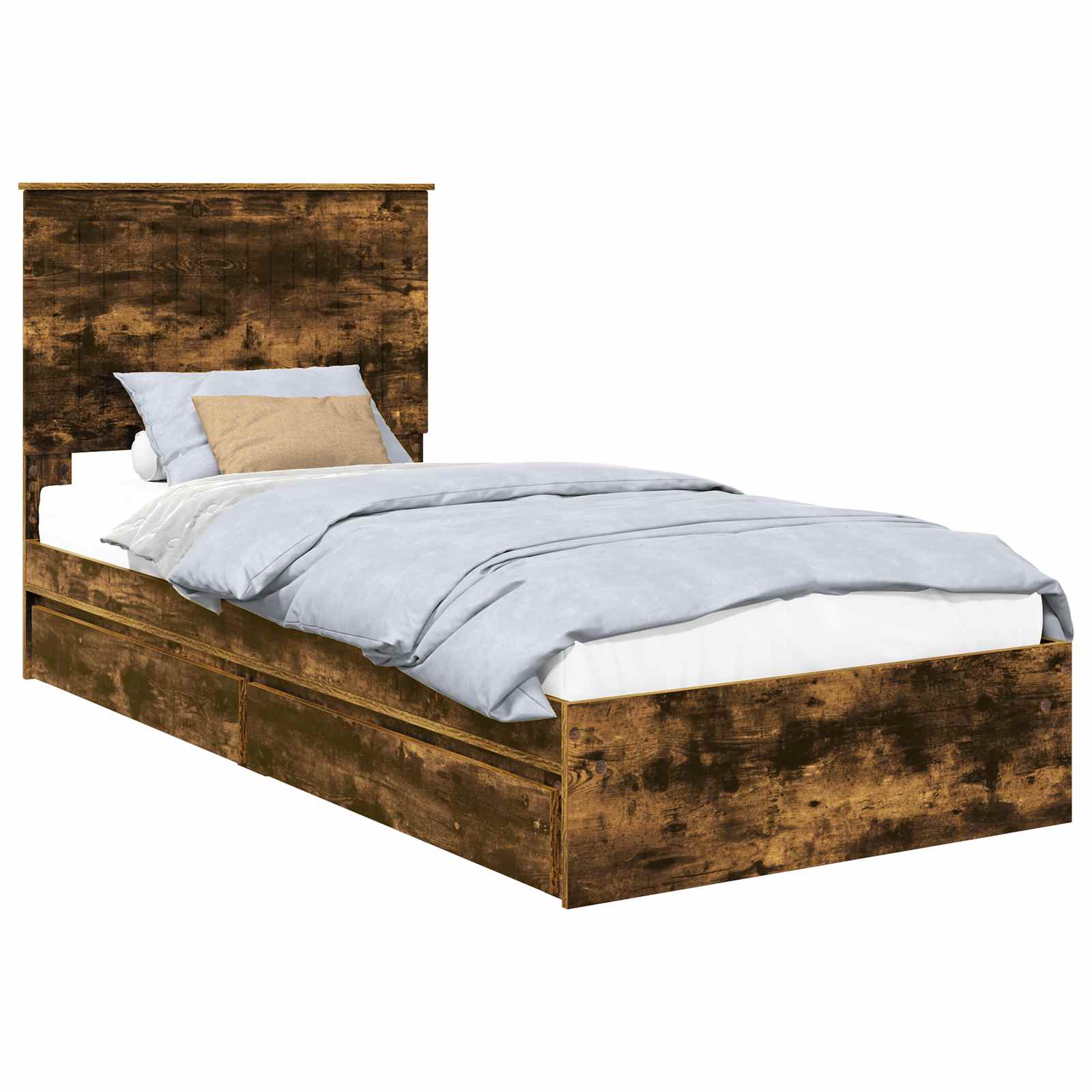 Förvaringssäng med låda Rökt ek 90 x 200 cm Konstruerat trä