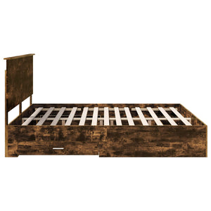 Sängram med huvudgavel Rökt ek 200 x 200 cm Konstruerat trä