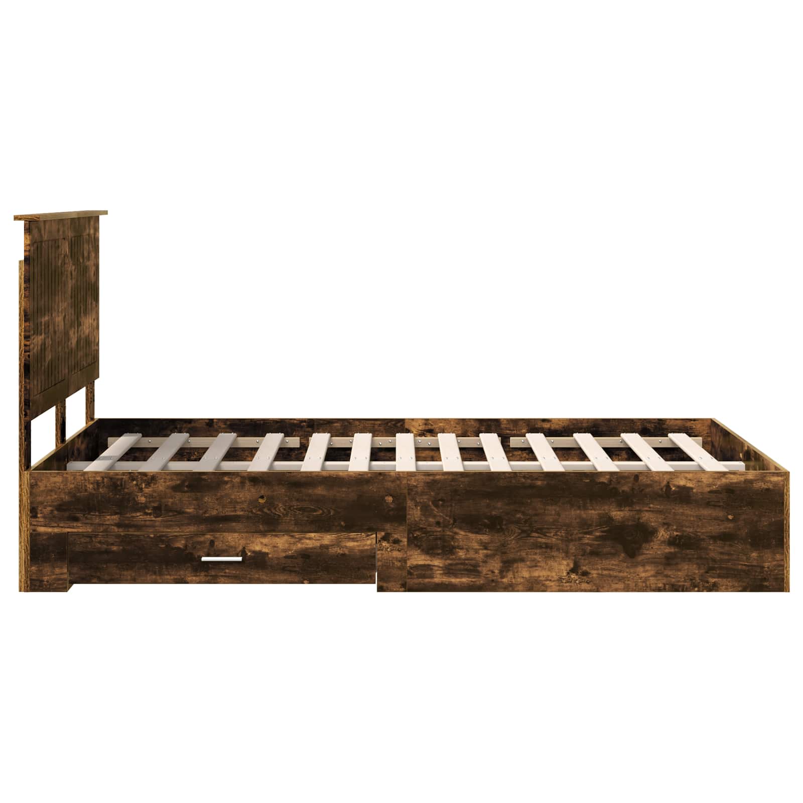 Sängram med huvudgavel Rökt ek 120 x 190 cm Konstruerat trä