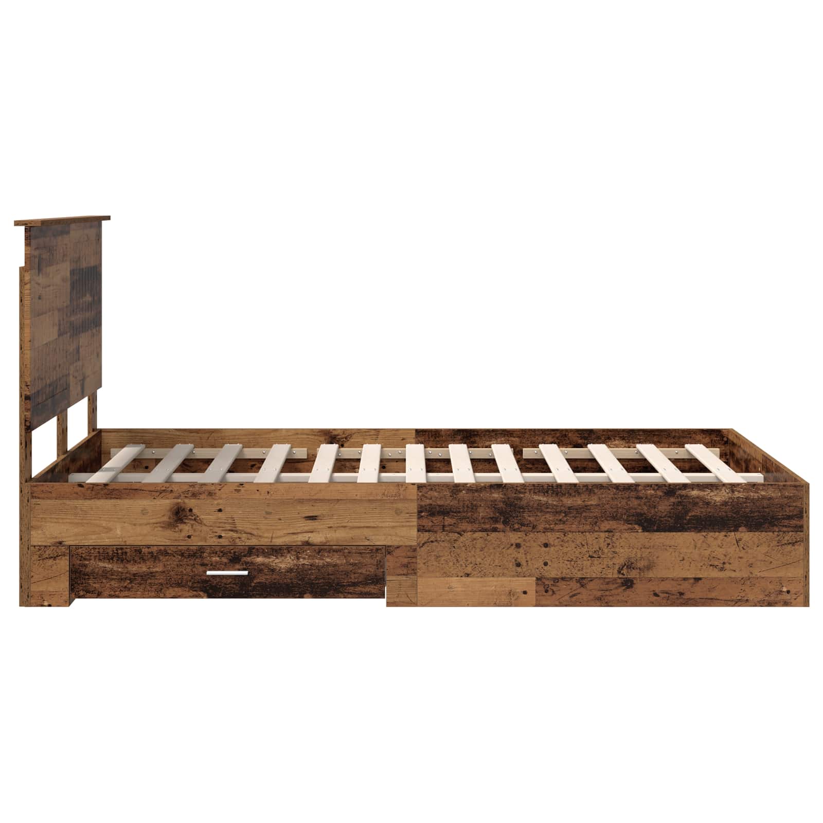 Sängram med huvudgavel Gammalt trä 120 x 190 cm Konstruerat trä