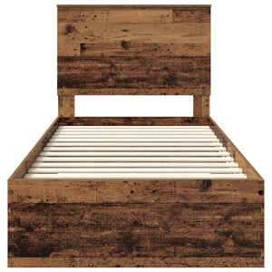 Sängram med huvudgavel Gammalt trä 90 x 200 cm Konstruerat trä