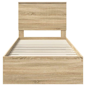 Sängram med huvudgavel Sonoma-ek 90 x 190 cm Konstruerat trä