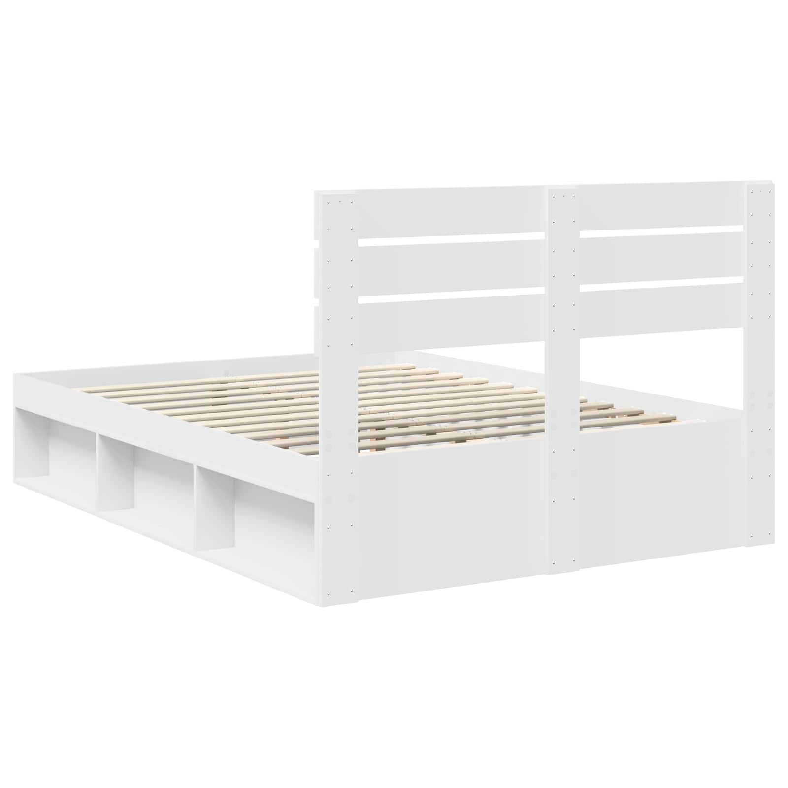 Sängram med huvudgavel Vit 150 x 200 cm Massiv furu