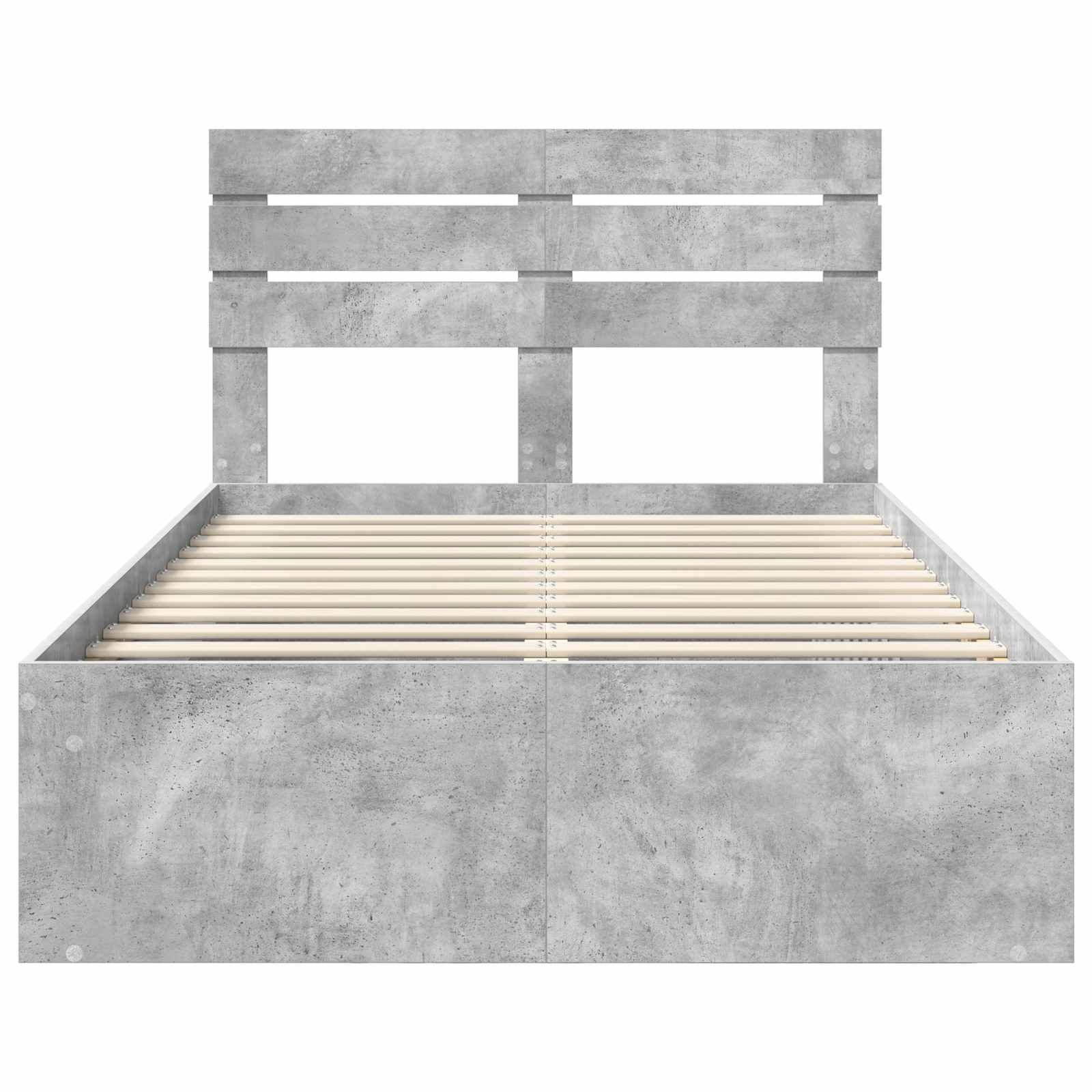 Sängram med huvudgavel Betonggrå 135 x 190 cm Massiv furu