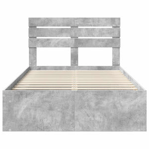 Sängram med huvudgavel Betong 120 x 200 cm Massiv furu