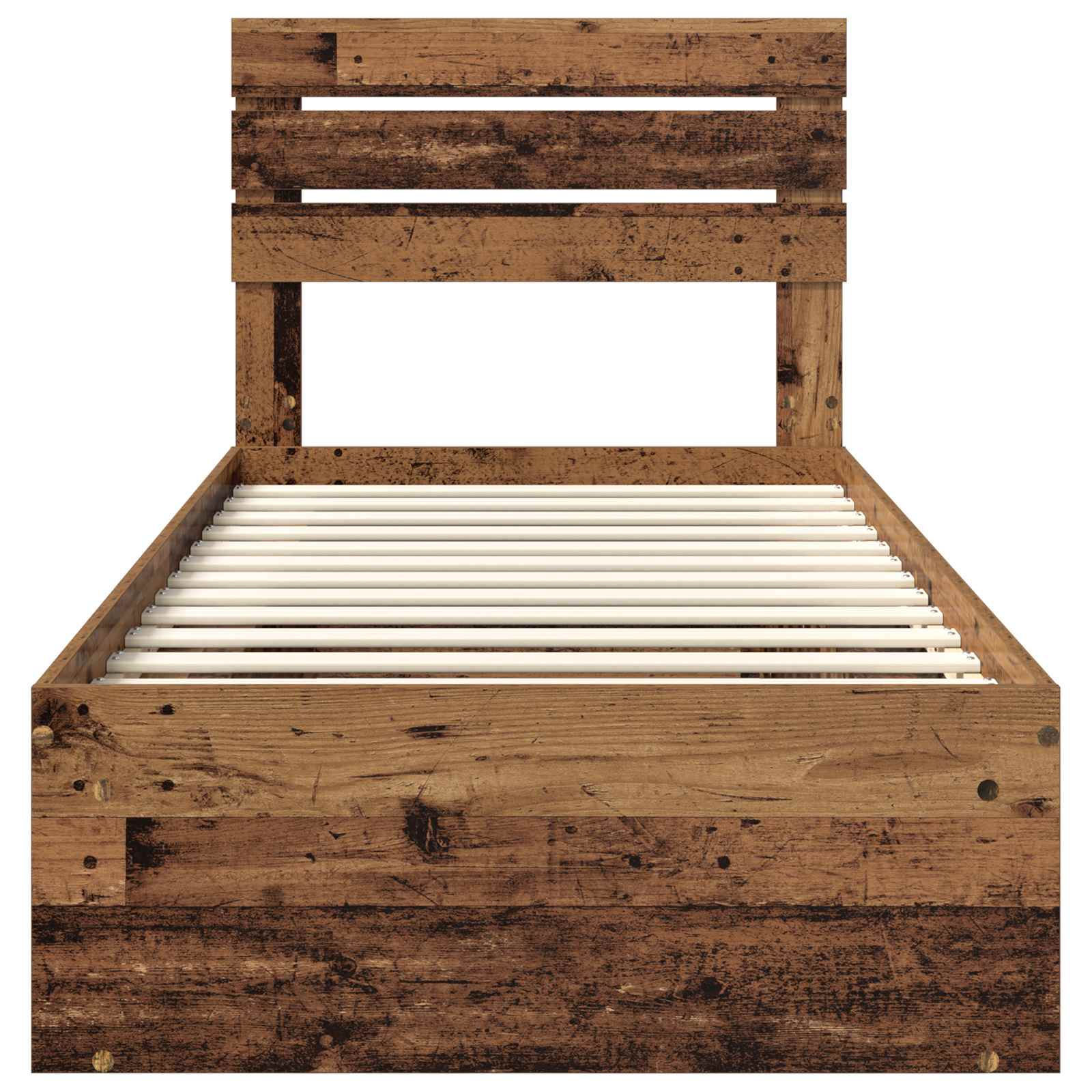 Sängram med huvudgavel Gammalt trä 90 x 200 cm Massiv furu