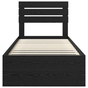 Sängram med huvudgavel Svart 90 x 190 cm Massiv furu