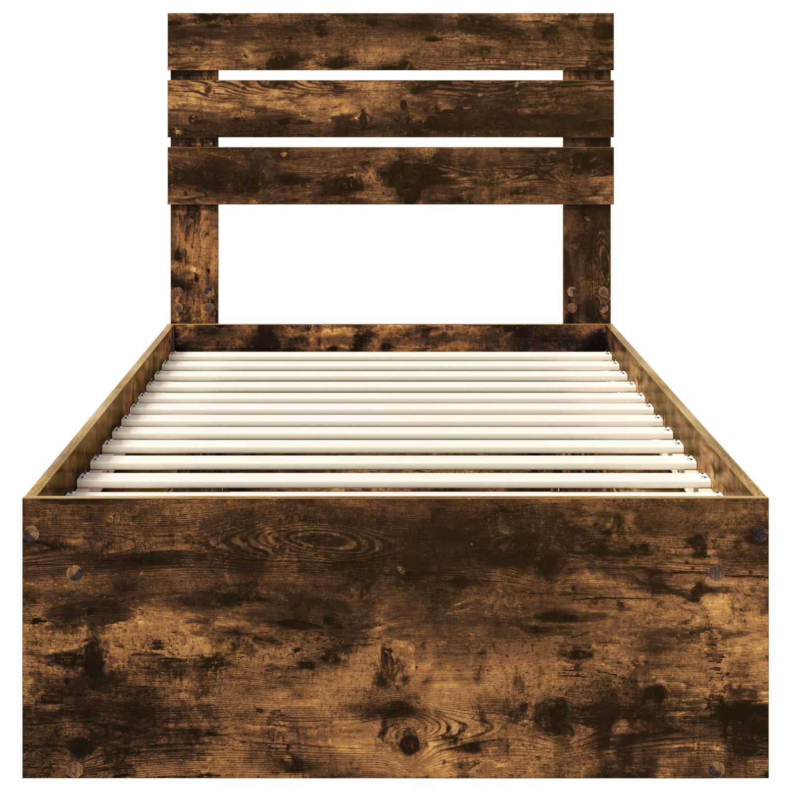 Sängram med huvudgavel Rökt ek 75 x 190 cm Massiv furu