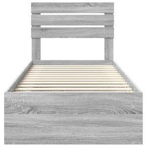 Sängram med huvudgavel Grå Sonoma 75 x 190 cm Massiv furu